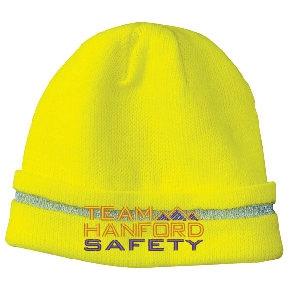 THS embroidered  - Enhanced Visibility Beanie with Reflective Stripe Thumbnail