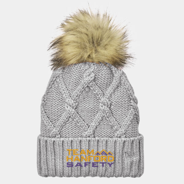 THS embroidered  - Faux Fur Pom Beanie Thumbnail