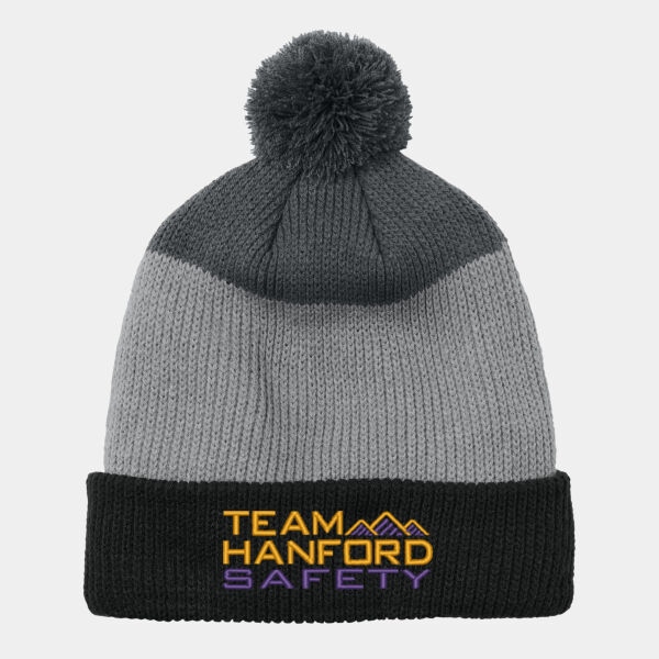 THS embroidered  - Cozy Striped Pom Beanie Thumbnail